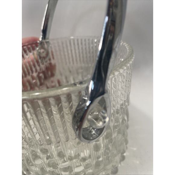 Vintage Mid Century Teleflora Glass Ice Bucket w/ Chrome Handle Made in Taiwan - Picture 3 of 9